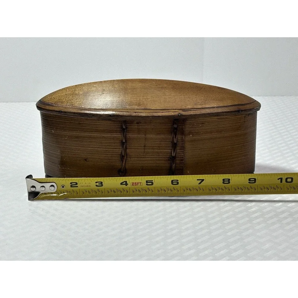 Thai AKHA Hill Tribe Bamboo Mulberry Wood Oval Tobacco‎ Box 4.5”